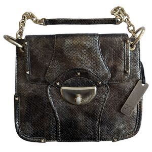 Botkier Real Snake Skin Metallic Gold Chain Handle Studded Shoulder Bag NEW